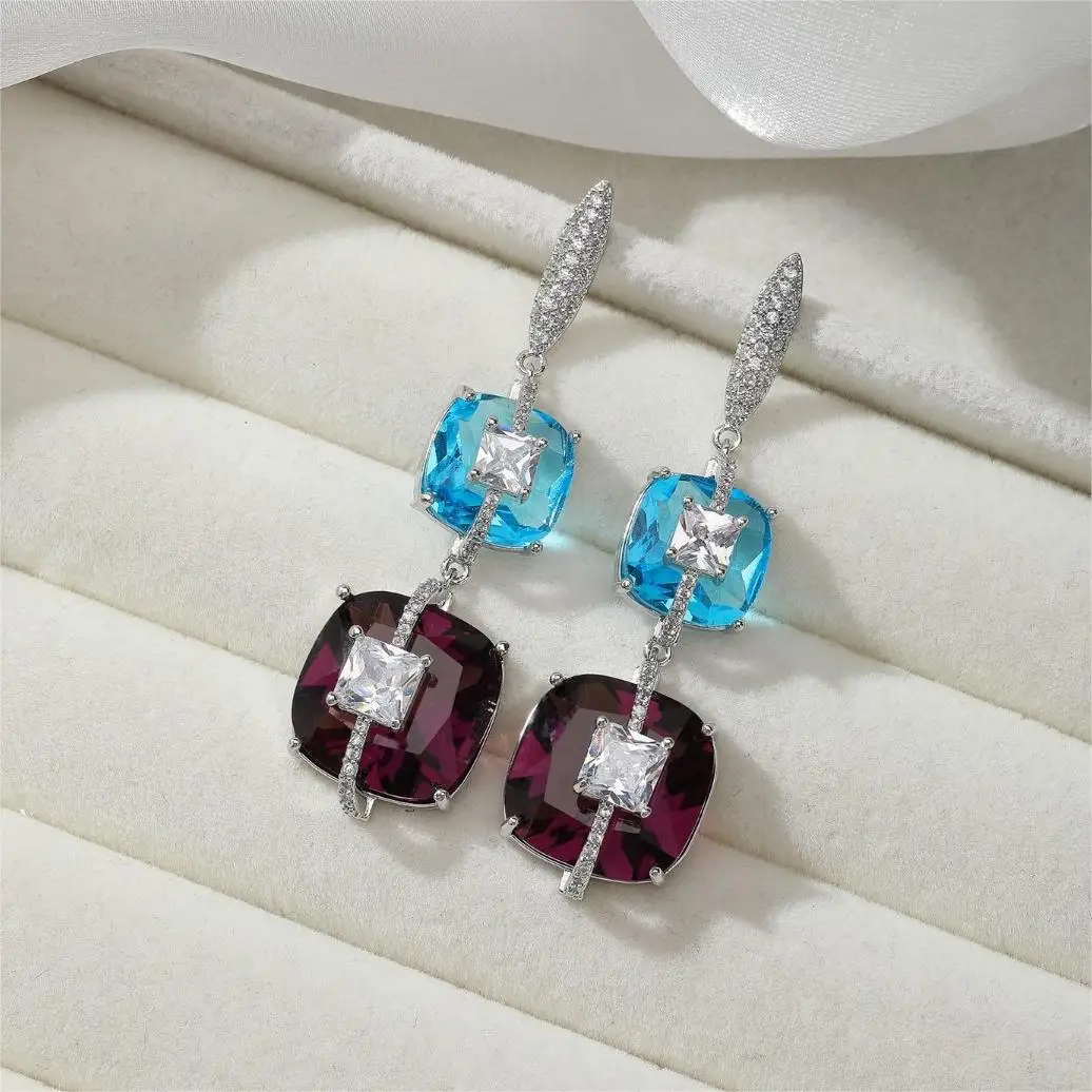 

Bilincolor 3D Candy Colored Pink Zircon Earrings for Women