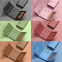 Portefeuilles en cuir pour hommes et femmes, grande capacité, couleur unie, porte-monnaie multi-cartes, porte-Photo multifonctionnel pour femmes 6
