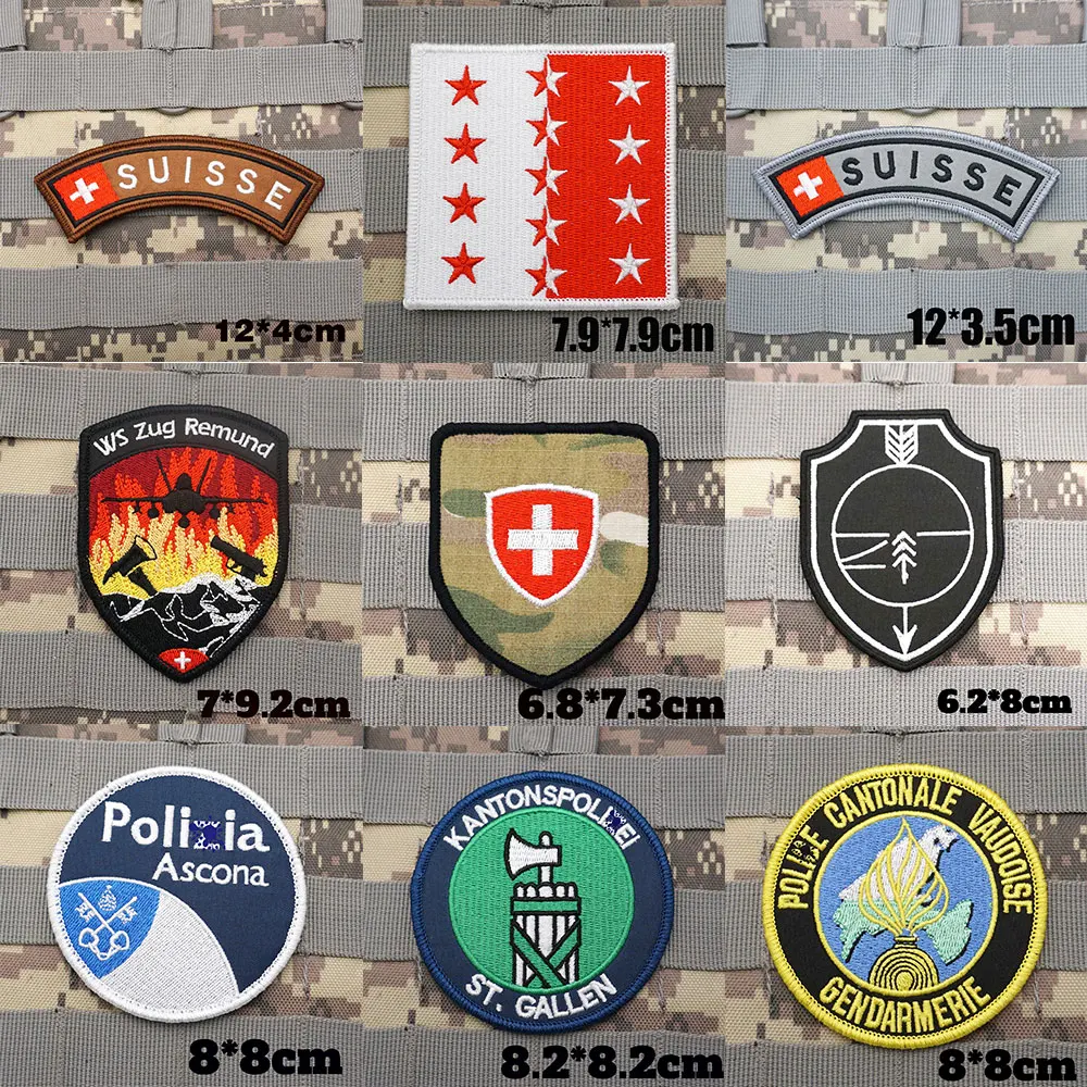 SWISS Military Tactical Embroidered Patches Armband Backpack Badge - Main Image