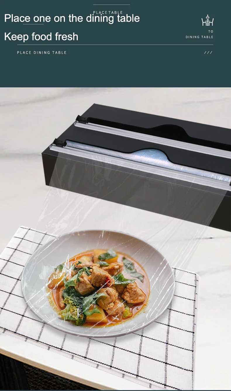 New 3 IN 1 Plastic Wrap Dispenser with Cutter Food Wrap Cling Film Storage Organizer Acrylic Foil Organizer for Kitchen Drawer