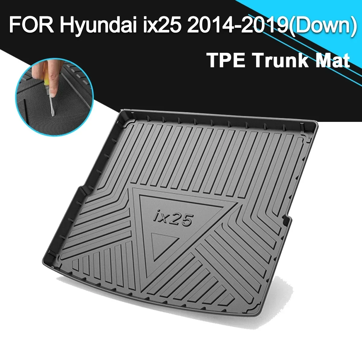 

Car Rear Trunk Cover Mat Non-Slip Waterproof Rubber TPE Cargo Liner Accessories For Hyundai ix25 2014-2019(Down)