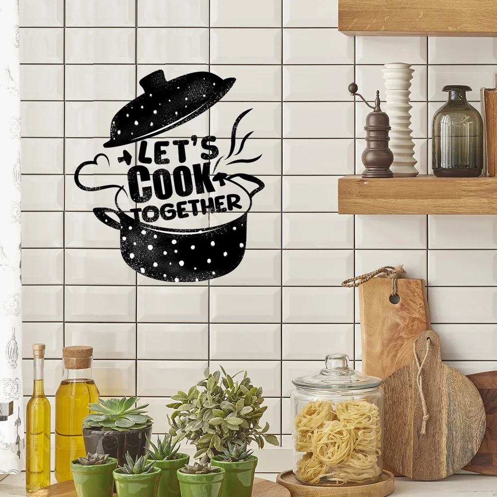 Let's Cook Together Wall Sticker For Kitchen Background Decor Decals Restaurant Cooking Room Decoration Self-adhesive Home Mural - 4