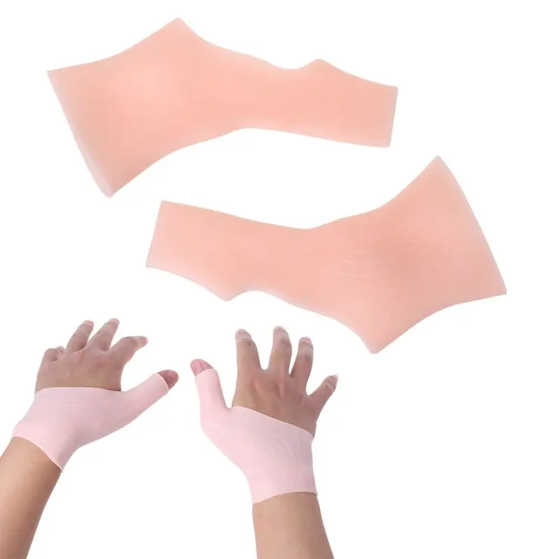 

Sdotter 2Pcs/Pair Silicone Gel Wrist Support Braces Fingerless Compression Gloves Thumb Stabilizer for Pain Relief Arthritis Ten