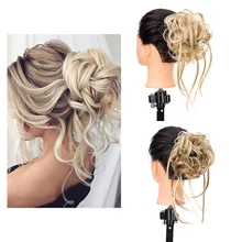 

MANWEI Synthetic Wig Hair Gold Bands Fake Clip In Scrunchies Women Natural Curly