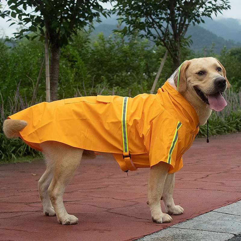Adjustable Pet Raincoat Windproof Hooded Dog Raincoat Outdoor Waterproof Safety Reflective Strip Wear-Resistant Dog Clothes