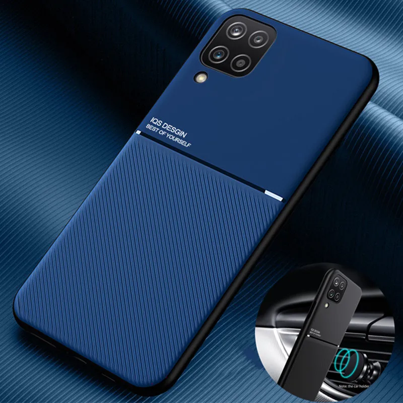 

For Samsung Galaxy A12 6.5 Case Magnetic Car Holder Phone Cover For Samsung A12 GalaxyA12 A 12 SM-A125F A125 Soft Leather Cases