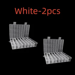 Compact 24-Grid Plastic Organizer for Jewelry and Small Items (55564-White-2pcs)