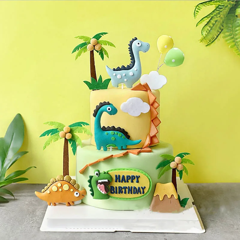

Dinosaur Theme Party Cake Decor Jungle Safari Cartoon Dinosaur Cake Topper Happy Kids Baby Shower Birthday Parti Decors