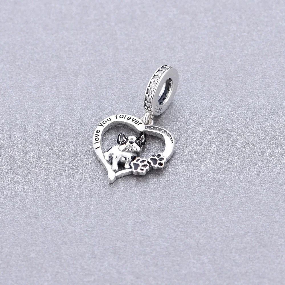 Huoonew Fit Original Pan Charm Bracelet 925 Silver I Love You Forever Yorkshire Dog Bead For Making DIY Memorial Berloque 4