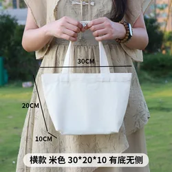 Sustainable Cotton Canvas Tote Bag (Beige 30 20  10CM)