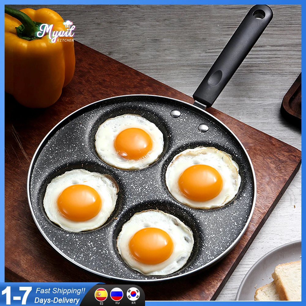 3 in 1 Nonstick Pan, Omelet Pan Egg Cooker Pan Breakfast Maker Cookware Kitchen Cooking Tool Egg Frying Pan, for Vegetable Burger Breakfast Wood