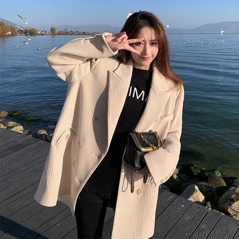 

Chenille Striped Suit Jacket Women 2023 Spring Autumn Coat New High-grade Explosive Street British Style Small Western Clothes