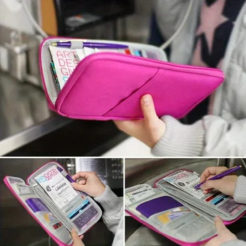 Portafoglio da viaggio Passaporto Porta carte di credito Organizzatore Porta contanti Borsa per documenti Borsa multifunzione Borsa da viaggio Borsa portaoggetti con pochette