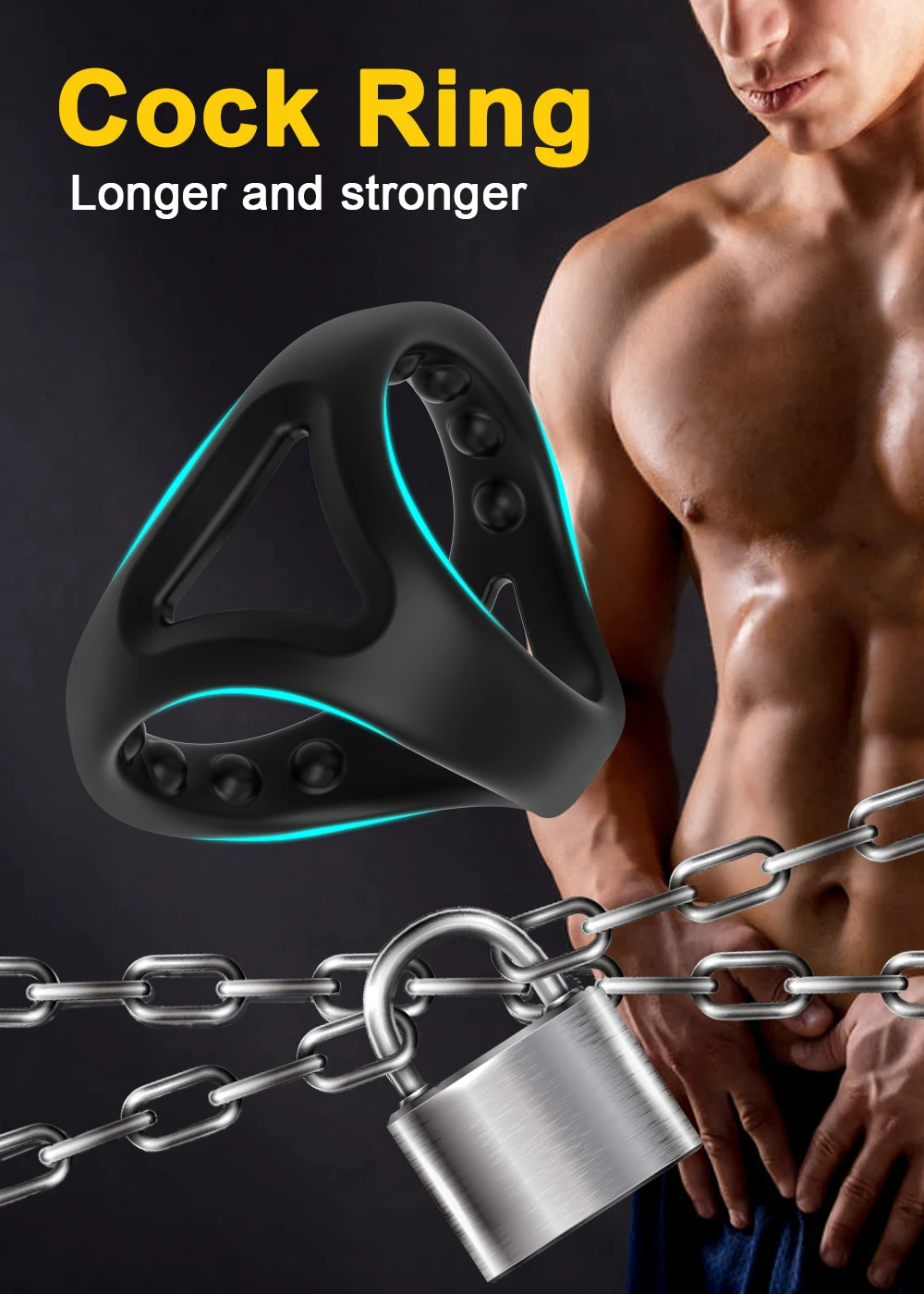 Esnek silika jel kilitli penis halkası, farklı ölçülere uyum sağlayan ayarlanabilir tasarımıyla konforlu kullanım sunar.