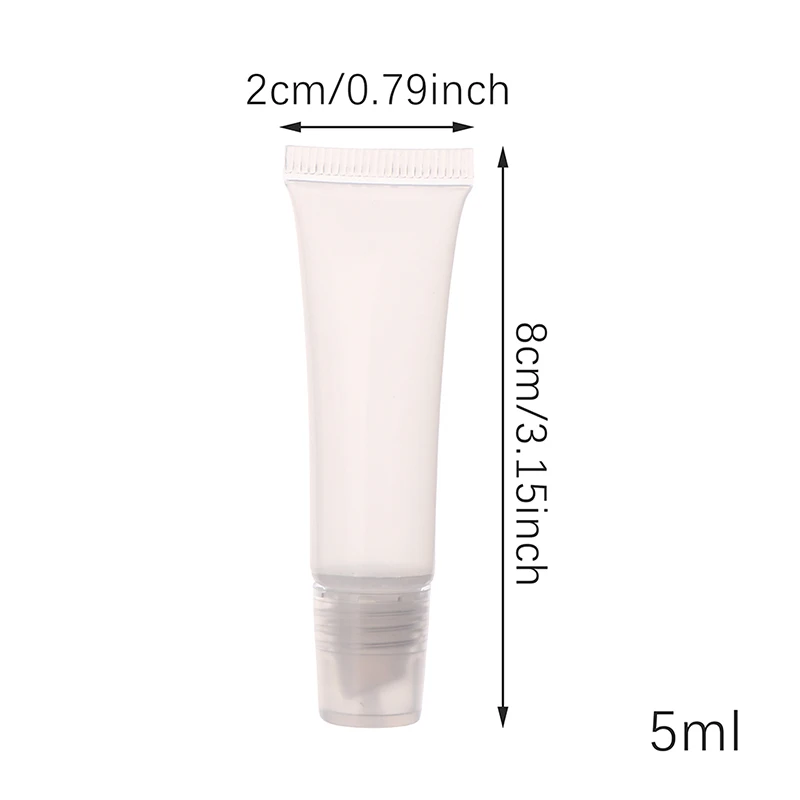 5/10Pcs 5ml Travel Portable Empty Lip Gloss Tubes Lipstick Tube Lip Balm Soft Tube Makeup Squeeze Clear Container Bottle