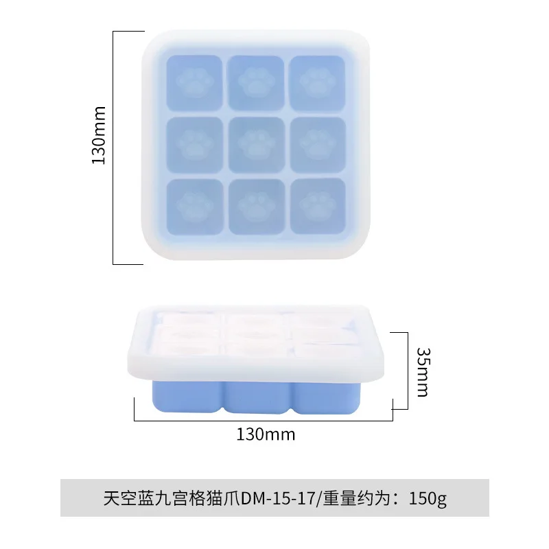 Shengshi Cat Claw Silicone Ice Grid Mold DIY Homemade Freezed Ice Cubes  Pudding Cartoon Cute Home Ice Box Blue-Green 