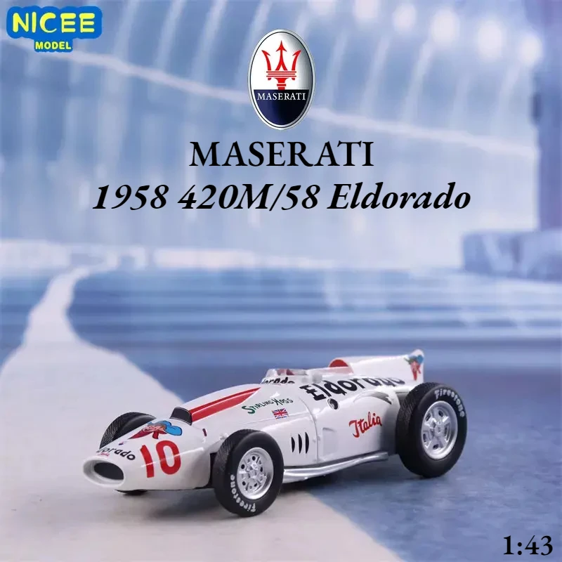 1:43 1958 Maserati 420M Eldorado F1 Track Formula Car Model Diecasts Metal Retro Classical Racing Car Model Collection P27