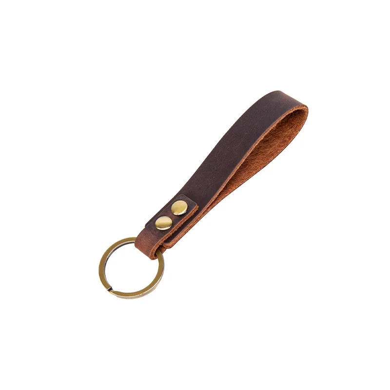 New Classic Vintage Cow Leather Keychain Men Personality