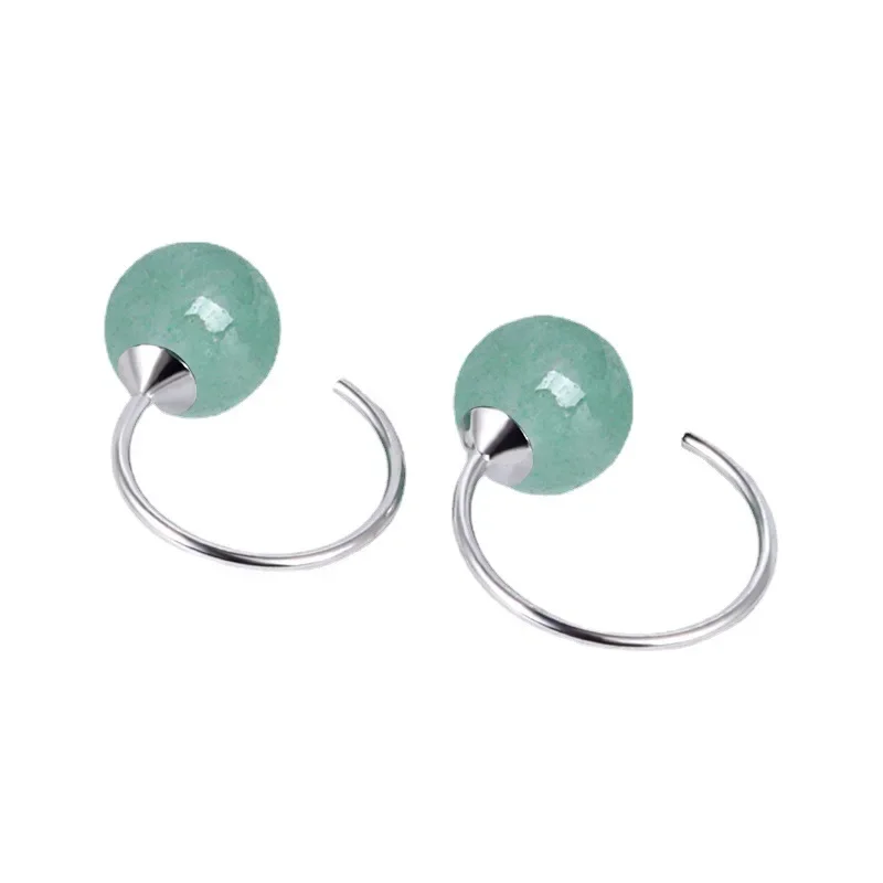 

Nephrite Jade Bead Earrings Green Women 925 Silver Jewelry Charm Real Designer Charms Amulets Energy Vintage Gemstone Natural
