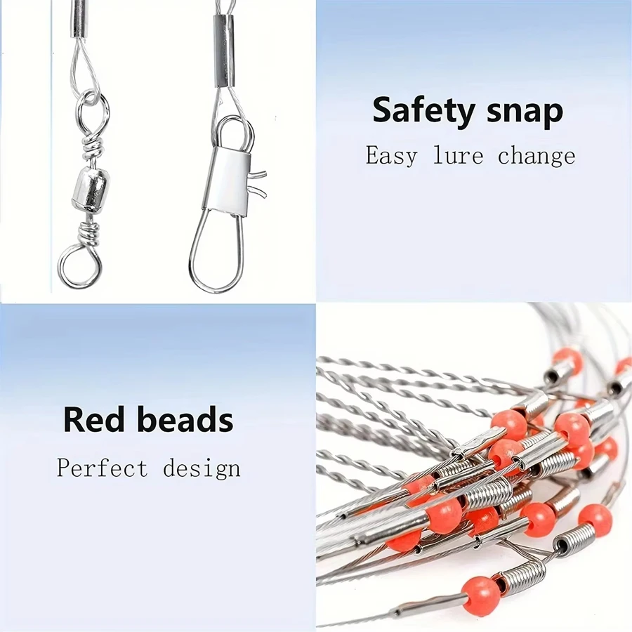 Saltwater Fishing Leaders - Dual Arm Hi-Low Rig with Swivels | Corrosion-Resistant Stainless Steel | Heavy Duty Wire - 2