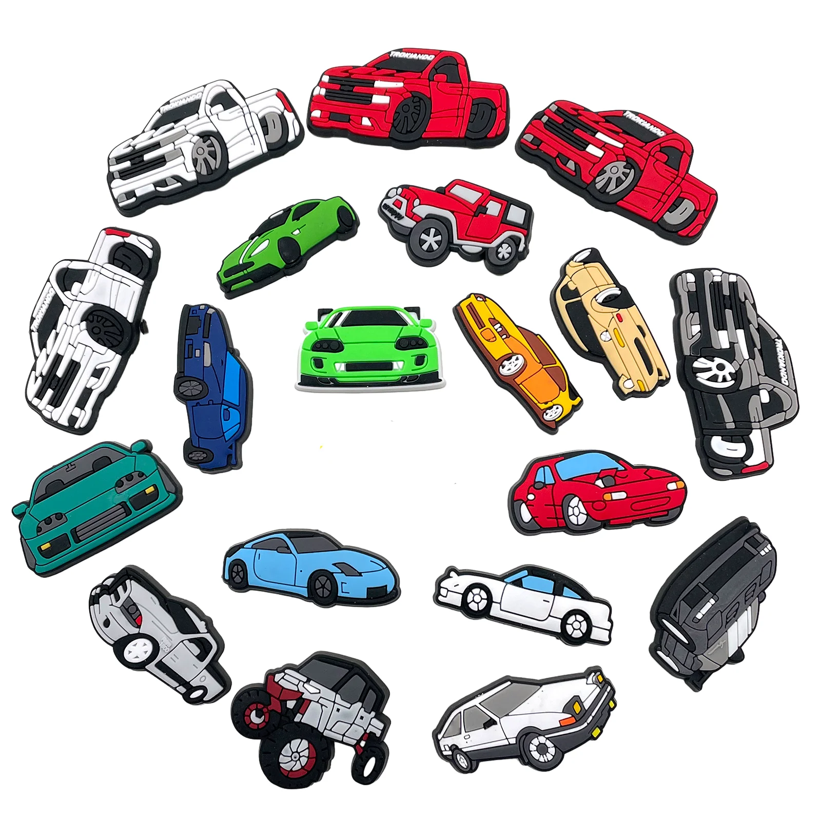 Various PVC JDM Shoe Accessories Shoe Charm Sports Car Ornaments for Clog Shoes Garden Sandal Decor Boys Gifts welly 1 24 volkswagen classics the beatles cars diecast simulated alloy toys car models boys gifts hobbies collectible ornaments