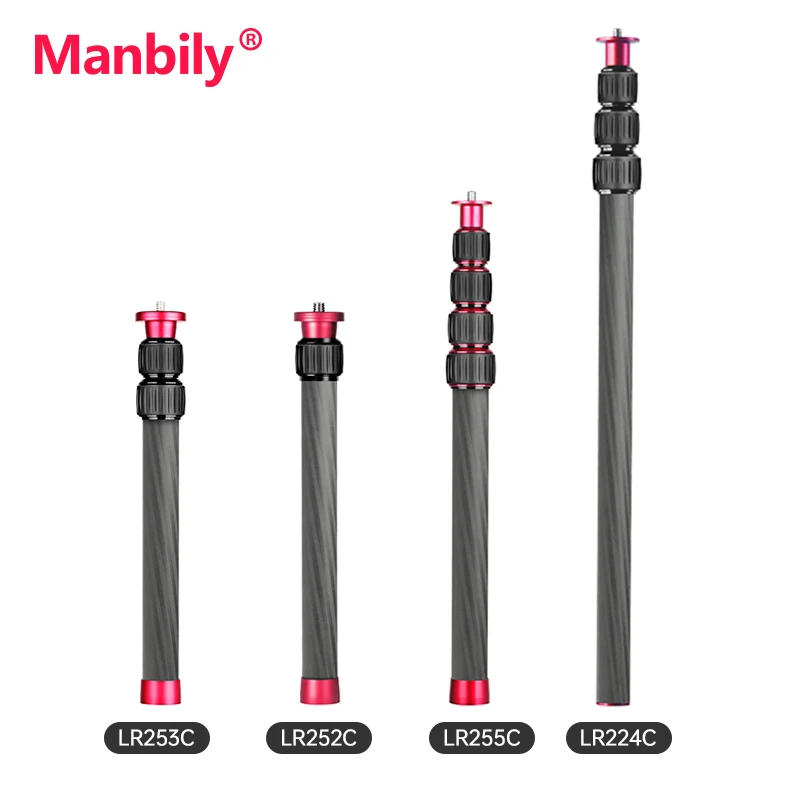 แมนบิลี่ 1/4 สกรูขาตั้งกล้องส่วนขยายคาร์บอนไฟเบอร์รูการถ่ายภาพขายึดสำหรับเทเลพรอมต์ WZ224 PH-20 ขาตั้งกล้อง 1