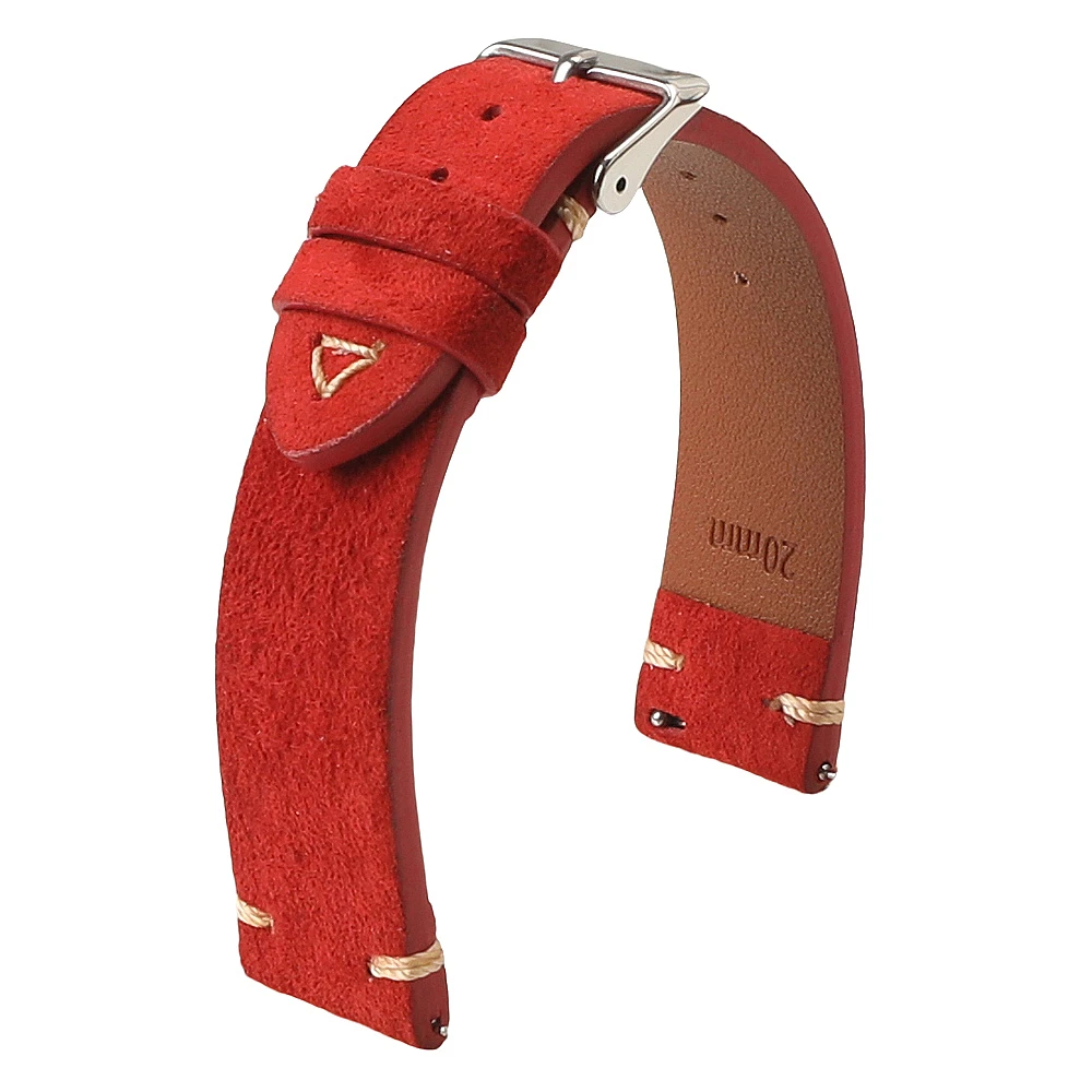Premium Hand-Sewn Retro Calfskin Suede Watchband - Quick Release Soft Strap