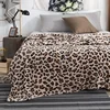 Super Soft Coral Fleece Flannel Blankets Leopard Stripe Printed Sofa Bed Bedspread Plaid Blankets 2