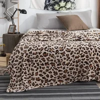 Super Soft Coral Fleece Flannel Blankets Leopard Stripe Printed Sofa Bed Bedspread Plaid Blankets 2