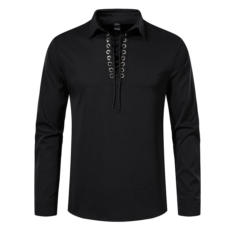 

New Men's Casual Blouse Cotton Linen Shirt Tops Long Sleeve Tee Shirt Spring Autumn Medieval Vintage Viking Punk Costumes