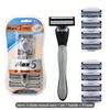 1 Handle 8 Heads High Quality 5 Layers Blades Manual Razor Five Blade shaving Razor For Men