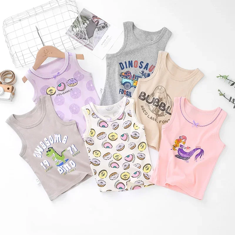Summer Cotton Bamboo Tank Tops For Kids Girls Outfits Undershirt Teenager Singlets
