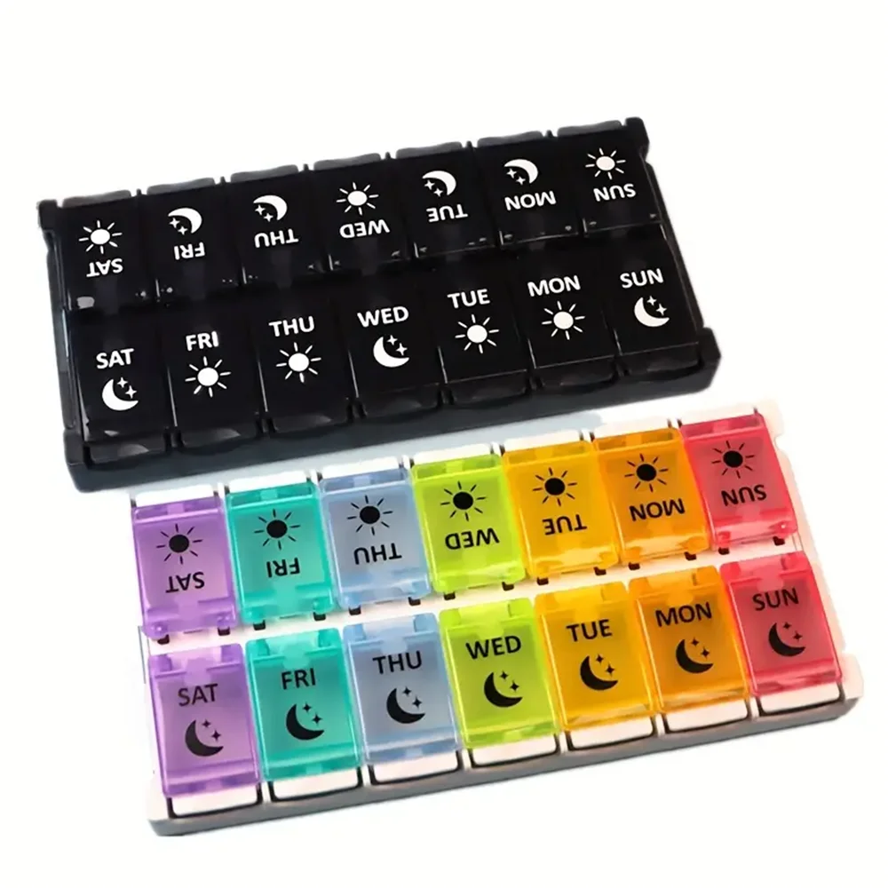 Compact Weekly Pill Organizer & Daily Dispenser Stand - Cute Travel Medication Box