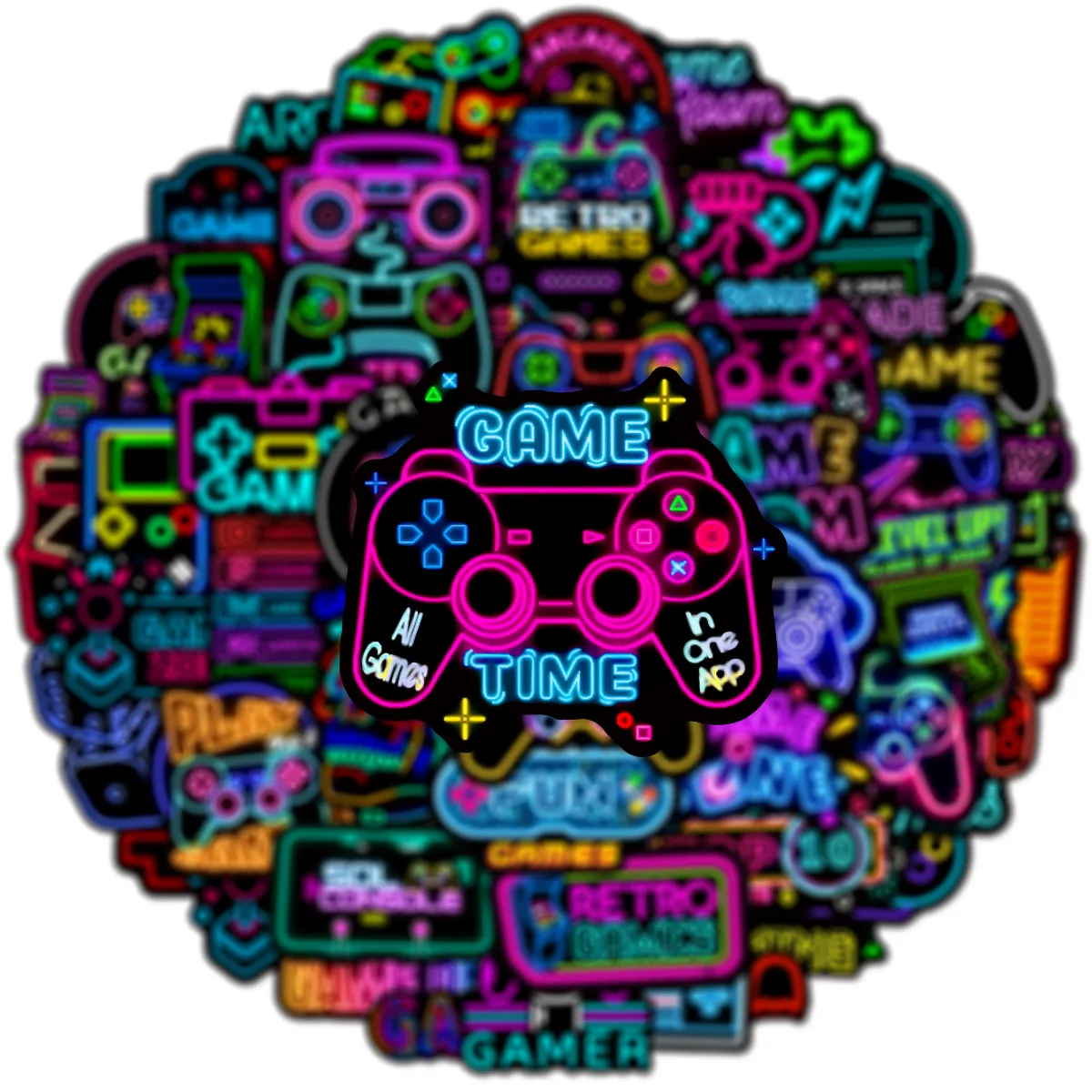 50/100개 멋진 네온 아케이드 스티커 오토바이 노트북 스케이트 태블릿 여행가방 전화 방수 데칼