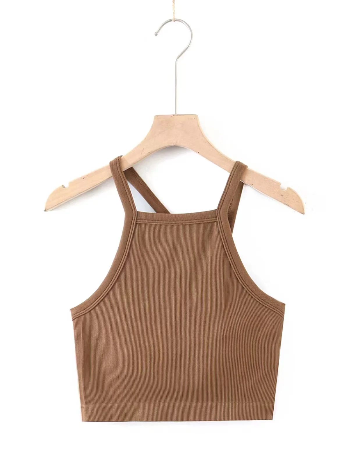 

UNUTH Girls Brown Camis 2022 Spring Summer Fashion Ladies Irregular Slim Streetwear Female Solid Color Casual Girlish Soft Camis