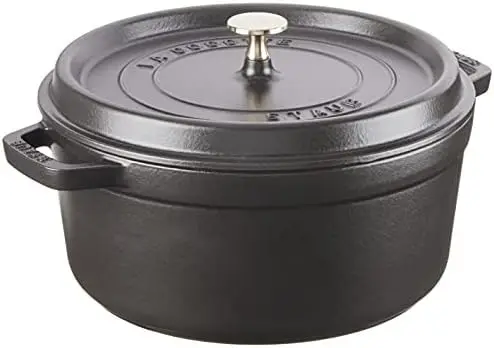 STAUB Cast Iron Dutch Oven 5.5-qt Round Cocotte, Serves 5-6, Cherry