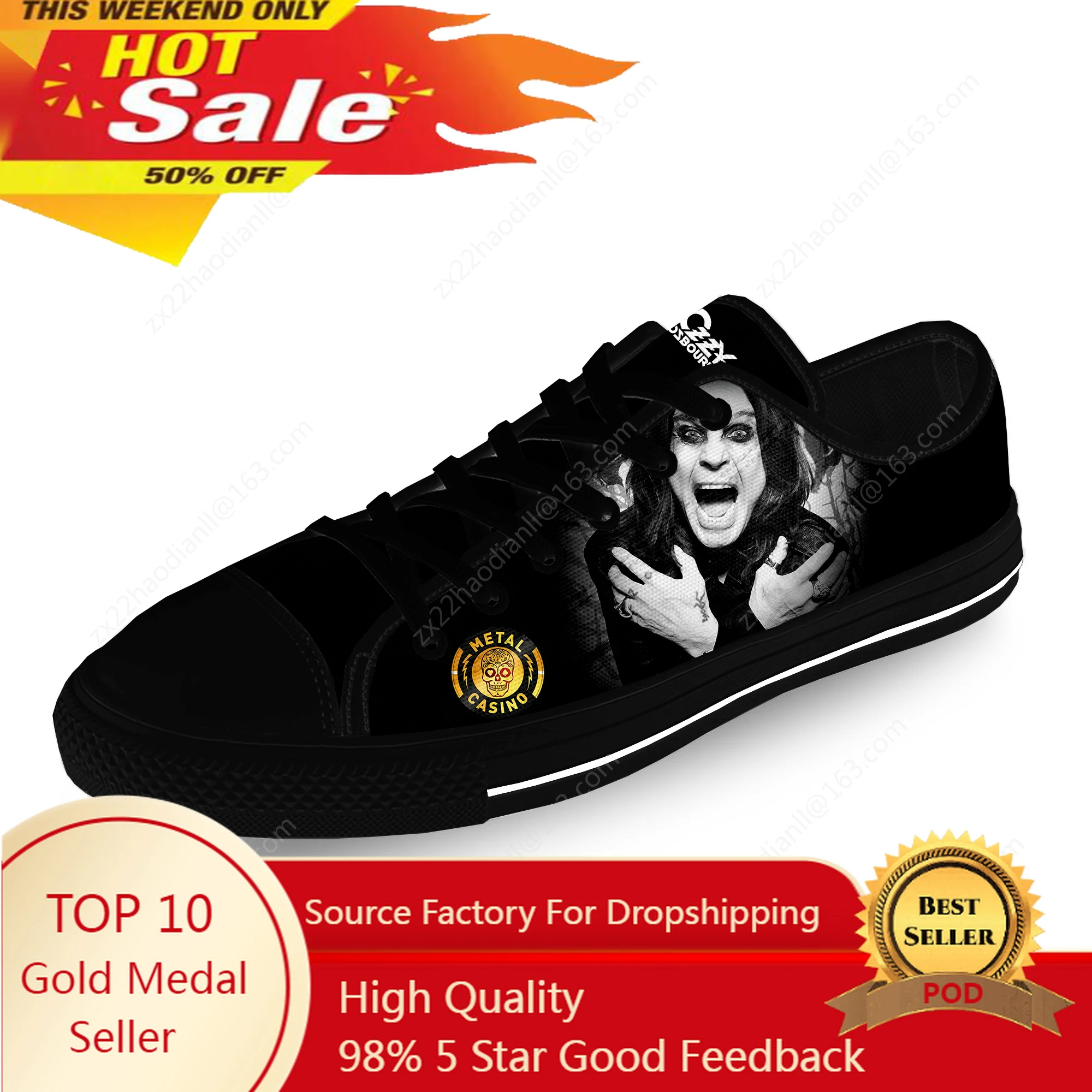 Osbourne Rock Singer Ozzy Heavy Metal Casual Cloth 3D Print Low Top Canvas Shoes Men Women Lightweight Breathable Sneakers