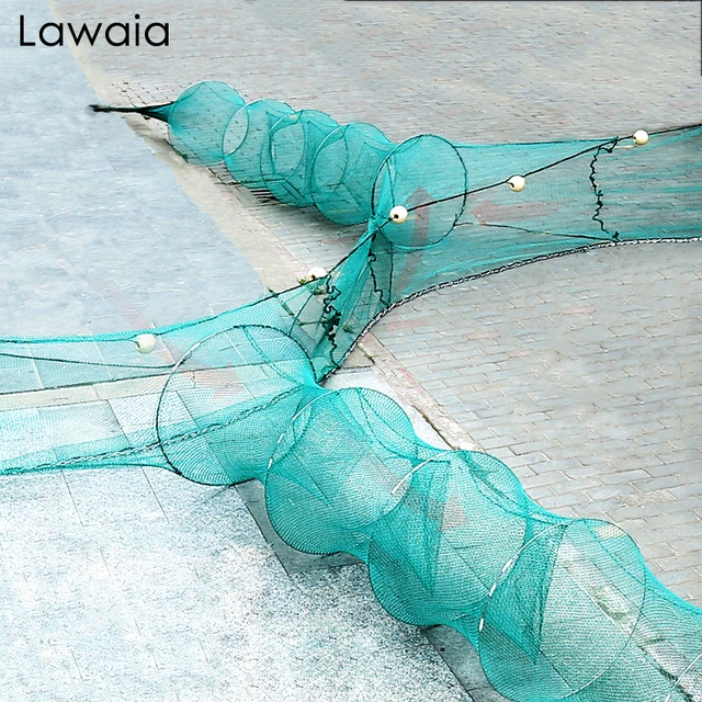 Lawaia River-blocking Fishing Net Double-tail Culture Shimp Cage Chain  Sinker Pvc Floats Fish Net Trap Two-way Crayfish Catcher - AliExpress