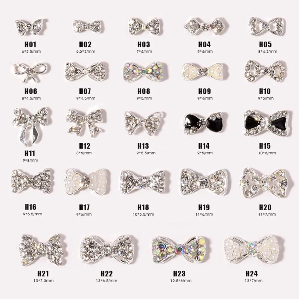3D Charms Bowknots Diamond Glass Stone Manicure Bow Nail Rhinestones Nail Jewelry Crystal DIY Nail Art Decorations