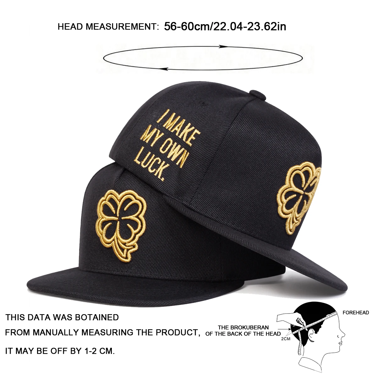 Unisex Hip-Hop-Hüte mit vierblättriger Kleeblatt-Stickerei, für Frühling und Herbst, für den Außenbereich, verstellbar, für Sport, Freizeit, Baseballkappen, Sonnenschutzhut – Detail 6