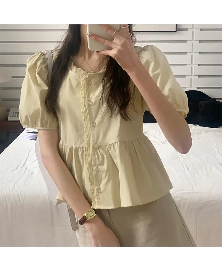 Women Elegant Sweet Preppy Summer Top fabric texture