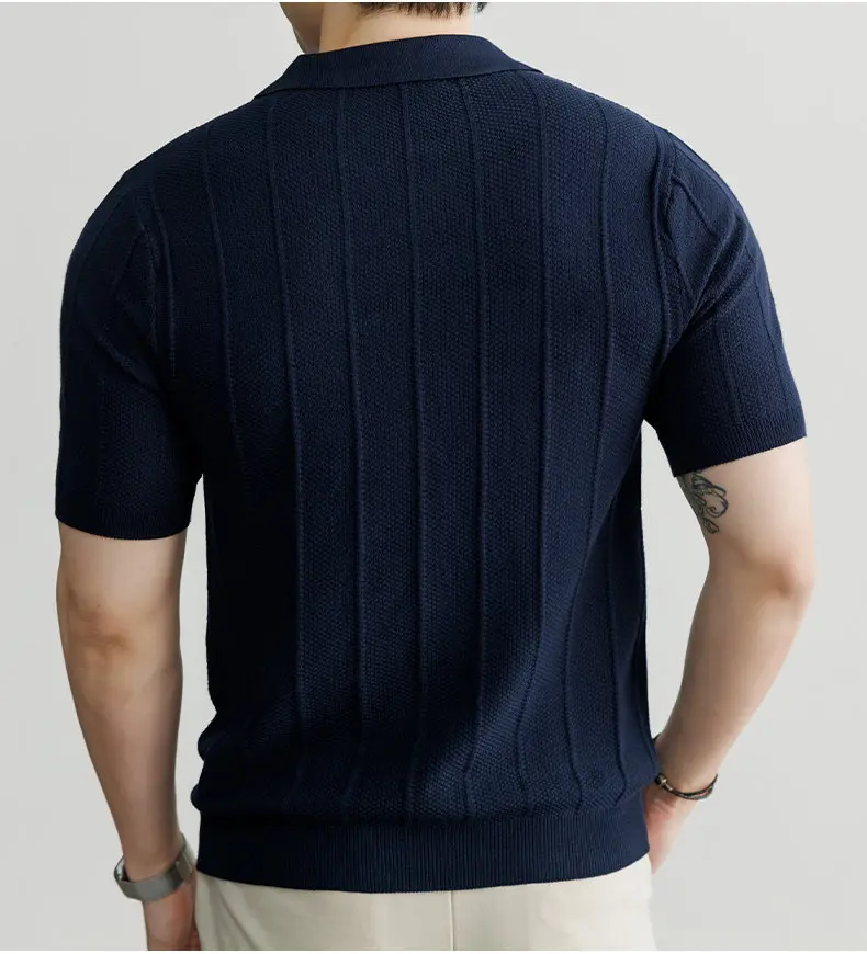 Frühling und Sommer Neues Luxuriöses Europäisches Kurzarm-V-Ausschnitt-T-Shirt Herren Mode-Pullover – Detail 10
