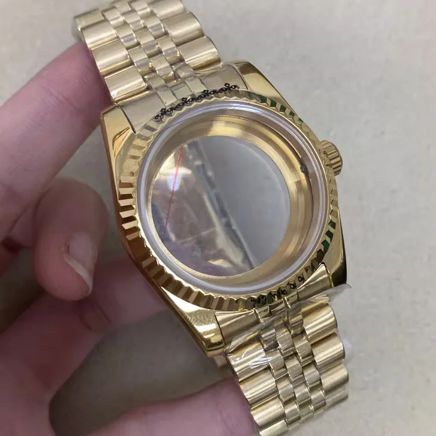 

PVD Gold-colored 36/39mm Watch Case Strap Sapphire Glass Fits NH35/36 Movement