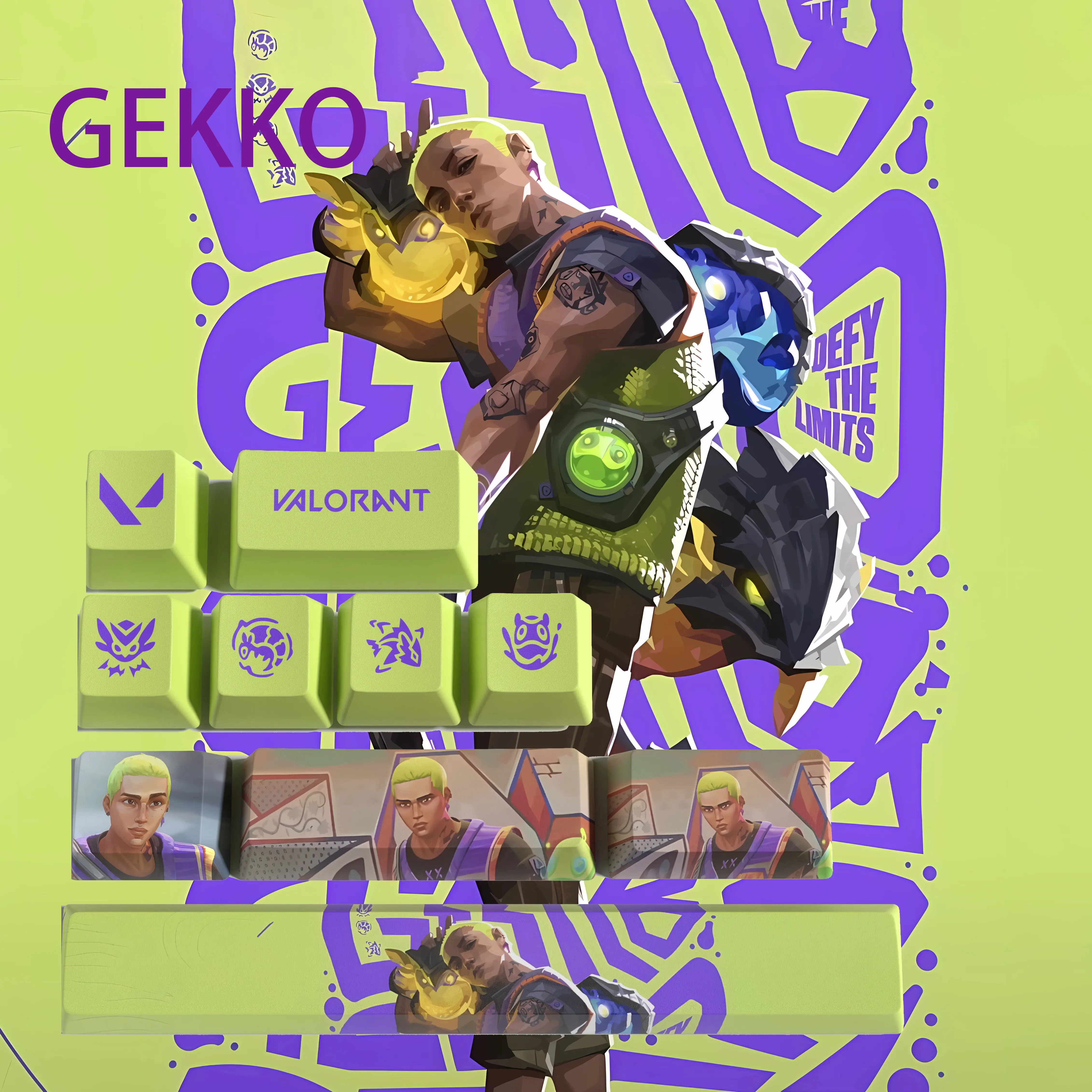 Keycaps Valorant Perfil do Oem Gekko Pbt Dye Sub Keycaps 10 Chaves
