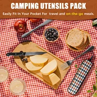 10Pc Travel Cutlery Set with Storage Bag Stainless Steel Travel Utensils Set Portable Camping Silverware Set Travel Flatware Set 3