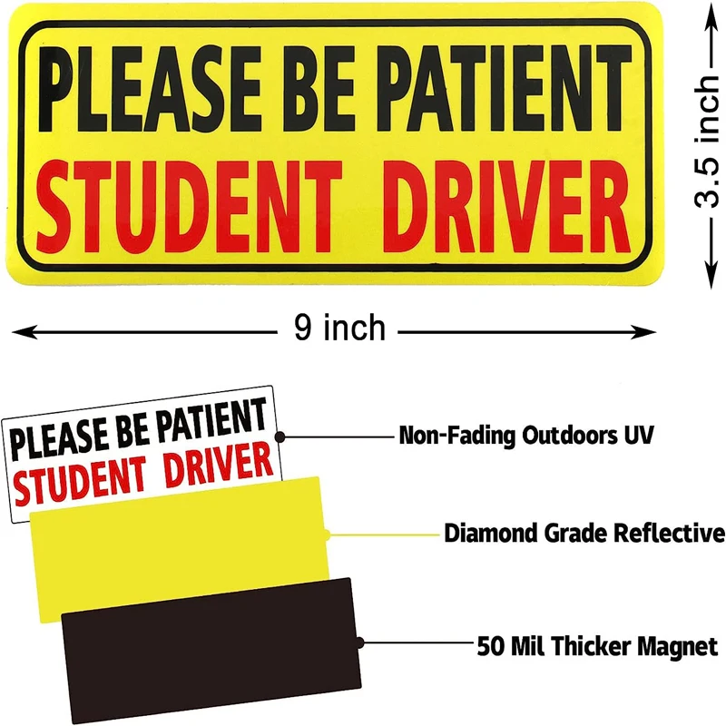 Lyxheth Student Driver Car Magnets - 3-Piece Removable Novice Driver Warning Signs