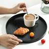 Round Wooden Tray Black Tea Cup Kettle Storage Tray Coffee Dessert Plate Cake Snack Plate Solid Wooden Dinner Plate 3