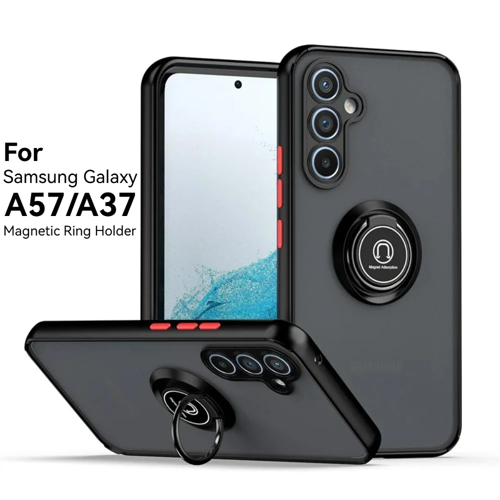 Enhanced Magnetic Ring Holder Armor Case - Frosted Hard Protective Cover