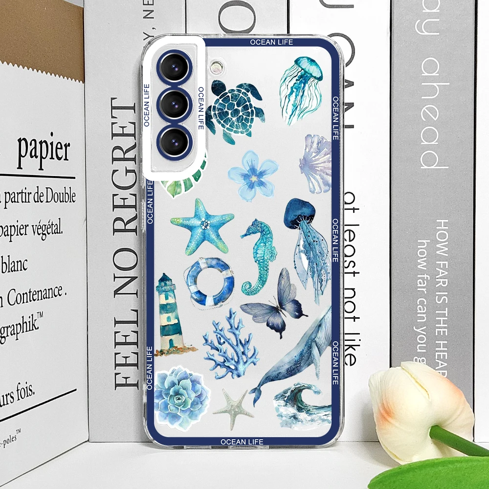 Pink Summer Ocean Turtle & Dolphin Print Clear Phone Case - Soft Protective Cover
