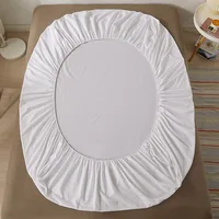Drap-housse 100% coton avec bande élastique, housse de matelas de couleur unie pour lit simple, Double, King, Queen, 140/150/160/180x200 2